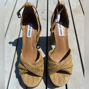 Steve Madden Solve Natural Raffia Heeled Sandals